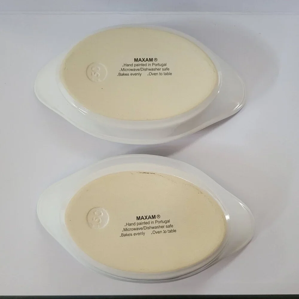 Au Gratin Casserole Dishes Daisy Design Hand Painted in Portugal Set of 2 Maxam